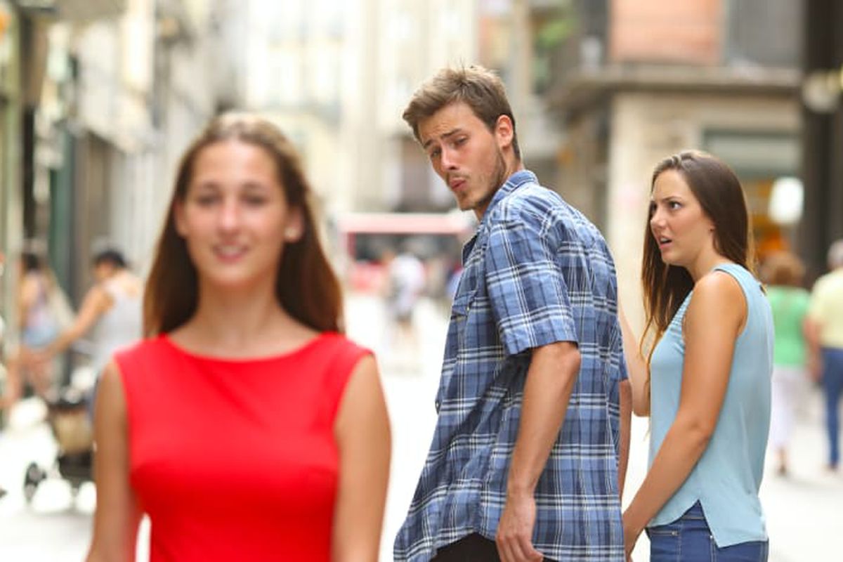 Distracted Boyfriend meme about Lelick