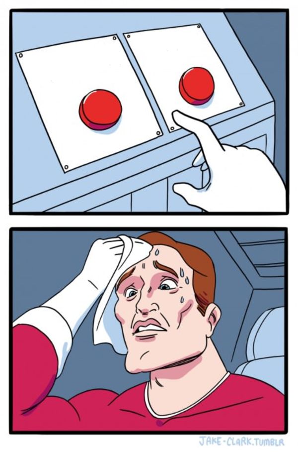 Two Buttons meme about Lelick