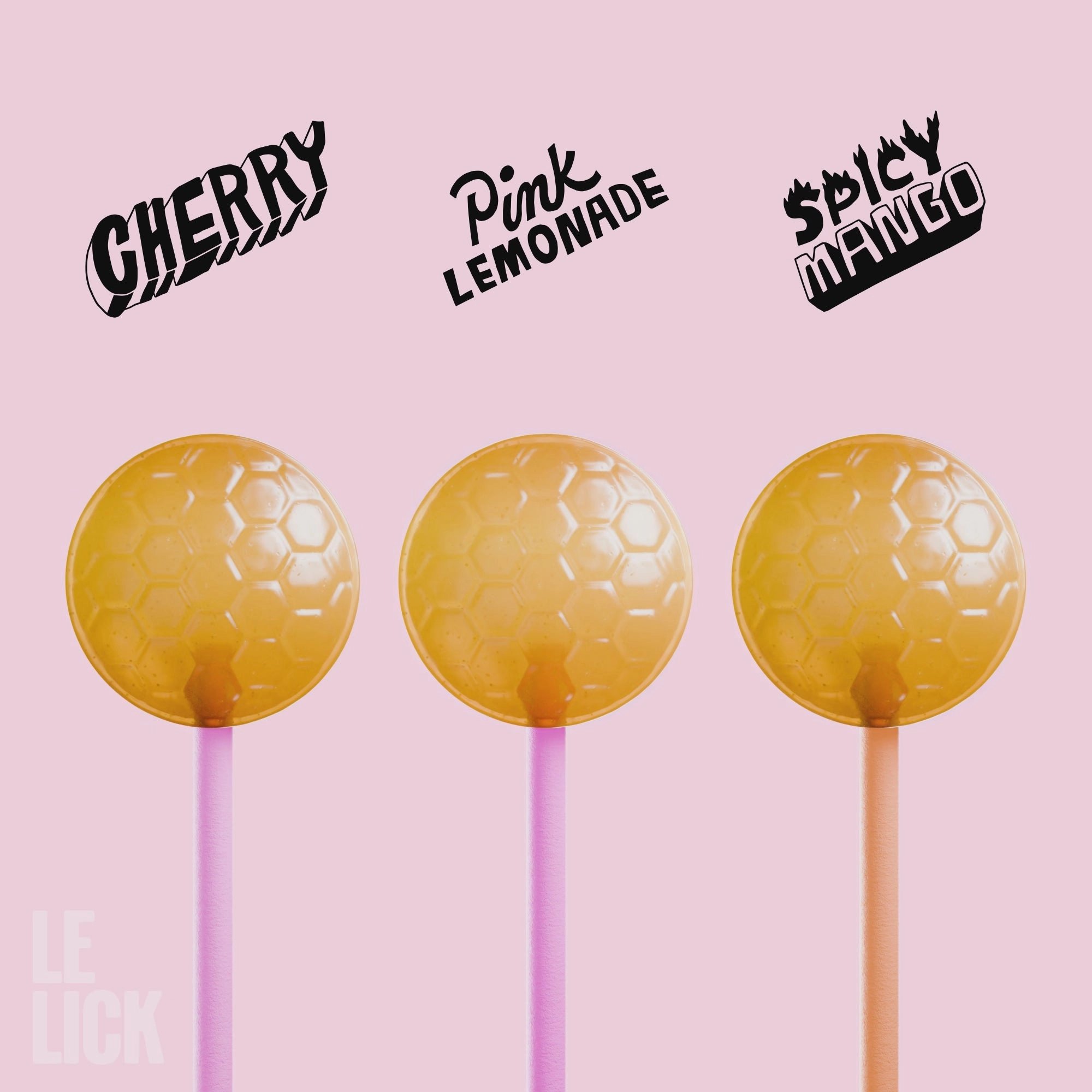 Tart trio: Cherry, Pink Lemonade and Spicy Mango lollipops