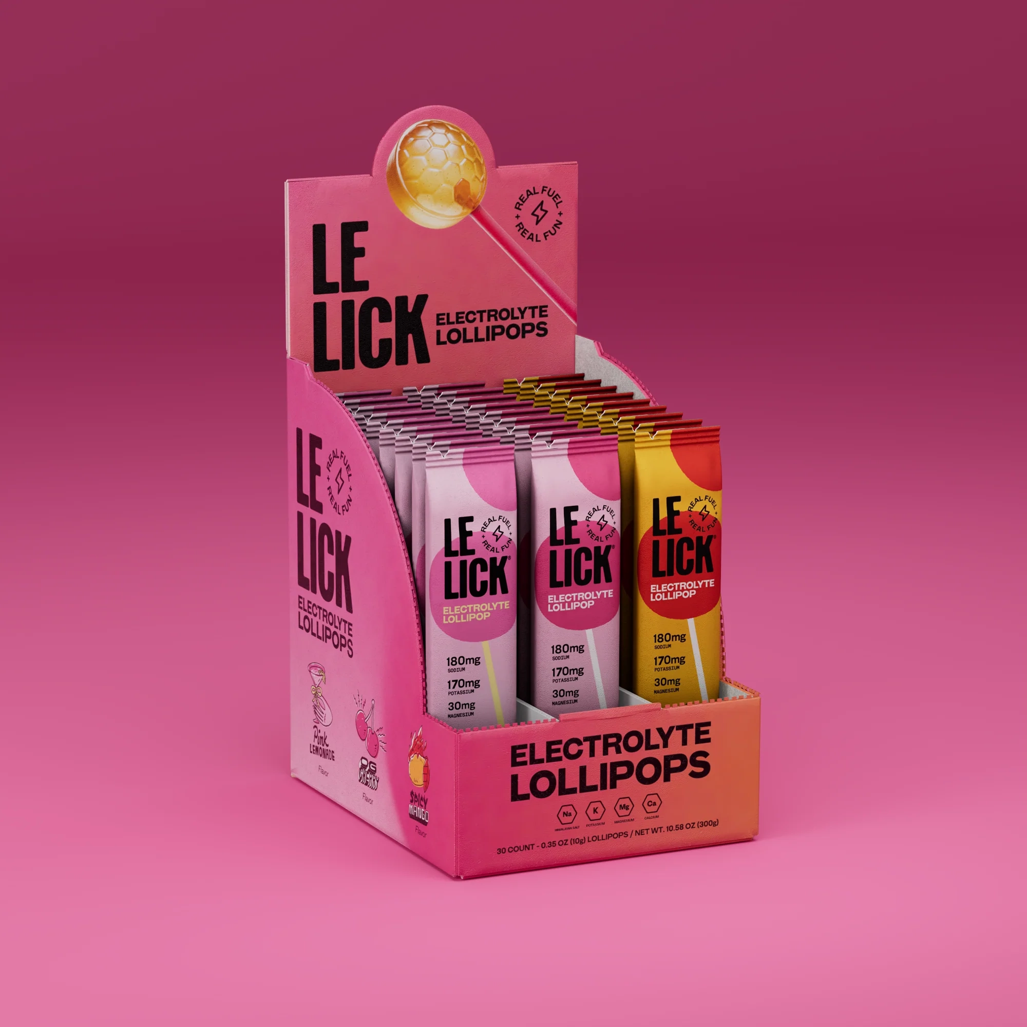 Tart box of lollipops on a pink backdrop